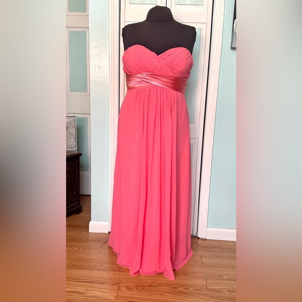 Bill Levkoff Size 20 Hot Coral Salmon Prom Bridesmaid Chiffon dress gown Mother